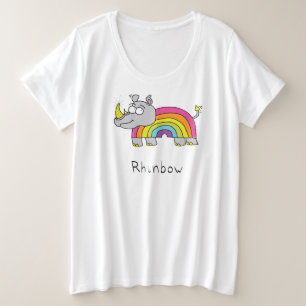 Cute Rhino Rainbow Rhinoceros Kinder Cartoon Grote Maat T-shirt