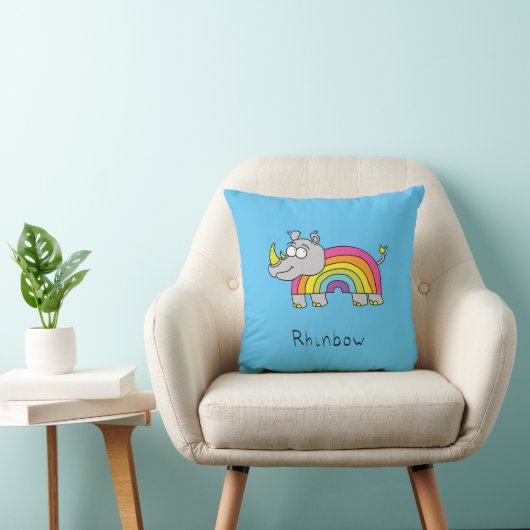 Cute Rhino Rainbow Rhinoceros Kinder Cartoon Kussen (Stoel)