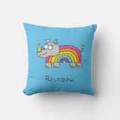Cute Rhino Rainbow Rhinoceros Kinder Cartoon Kussen (Voorkant)
