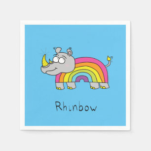 Cute Rhino Rainbow Rhinoceros Kinder Cartoon Servet