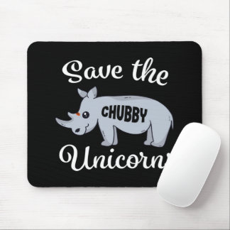 Cute Rhino redt de Chubby Unicorns Muismat