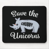 Cute Rhino redt de Chubby Unicorns Muismat (Voorkant)