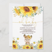 Cute Rhino Sunflower Honey Bee Baby shower Kaart (Voorkant)