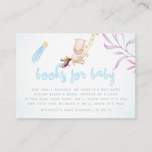 Cute Rhino Unicorn Baby Boy Shower Book Request Informatiekaartje