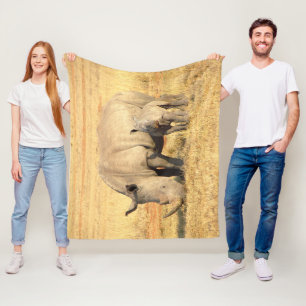 Cute rhinoceros in afrika fleece deken