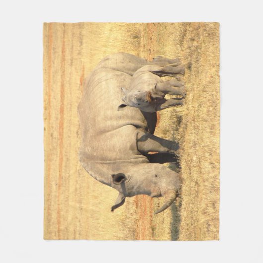 Cute rhinoceros in afrika fleece deken (Voorkant)