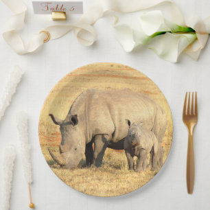 Cute rhinoceros in afrika papieren bordje