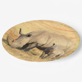 Cute rhinoceros in afrika papieren bordje (Gekanteld)