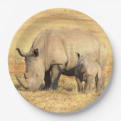 Cute rhinoceros in afrika papieren bordje (Voorkant)