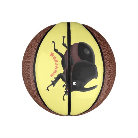 Cute rhinoceros kever cartoon basketbal (Verticaal)