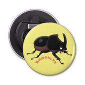 Cute rhinoceros kever cartoon button flesopener (Voorkant)