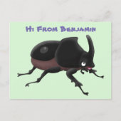 Cute rhinoceros kever cartoon illustratie briefkaart (Voorkant)
