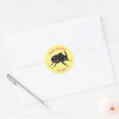 Cute rhinoceros kever cartoon illustratie klasse ronde sticker (Envelop)