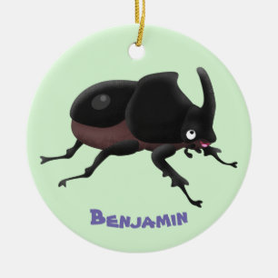 Cute rhinoceros kever cartoon keramisch ornament