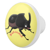 Cute rhinoceros kever cartoon keramische knop (Rechts)