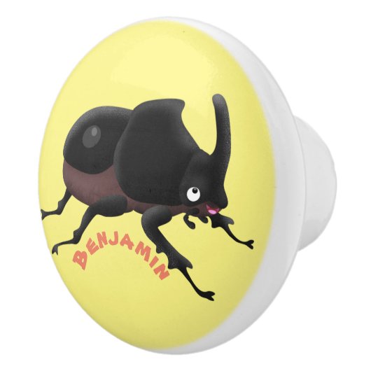 Cute rhinoceros kever cartoon keramische knop (Rechts)