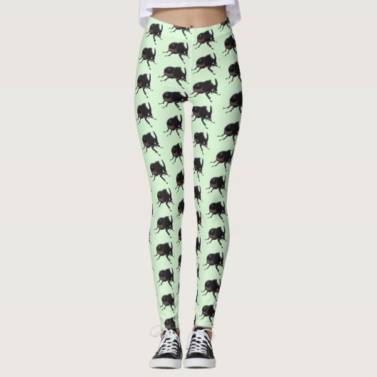 Cute rhinoceros kever cartoon leggings (Voorkant)