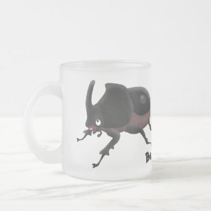 Cute rhinoceros kever cartoon matglas koffiemok