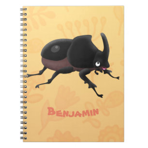 Cute rhinoceros kever cartoon notitieboek