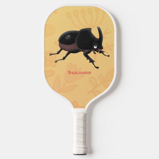 Cute rhinoceros kever cartoon pickleball paddle (Voorkant)