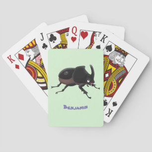 Cute rhinoceros kever cartoon pokerkaarten