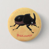 Cute rhinoceros kever cartoon ronde button 5,7 cm (Voorkant)