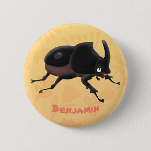 Cute rhinoceros kever cartoon ronde button 5,7 cm