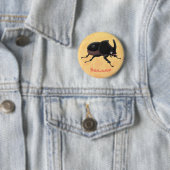 Cute rhinoceros kever cartoon ronde button 5,7 cm (In situ)