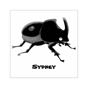 Cute rhinoceros kever cartoon rubberstempel