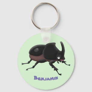 Cute rhinoceros kever cartoon sleutelhanger