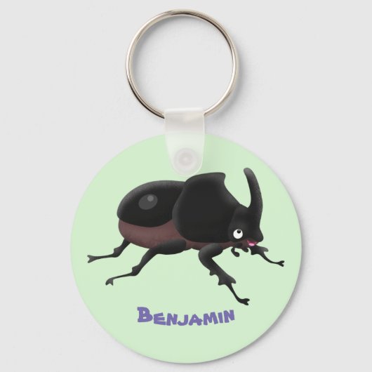 Cute rhinoceros kever cartoon sleutelhanger (Voorkant)