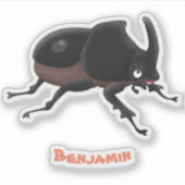 Cute rhinoceros kever cartoon sticker (Voorkant)