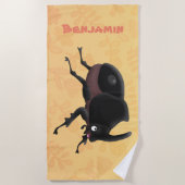 Cute rhinoceros kever cartoon strandlaken (Voorkant)