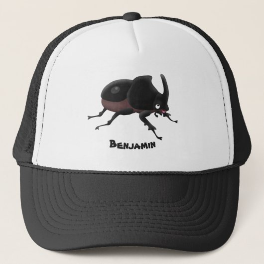 Cute rhinoceros kever cartoon trucker pet (Voorkant)