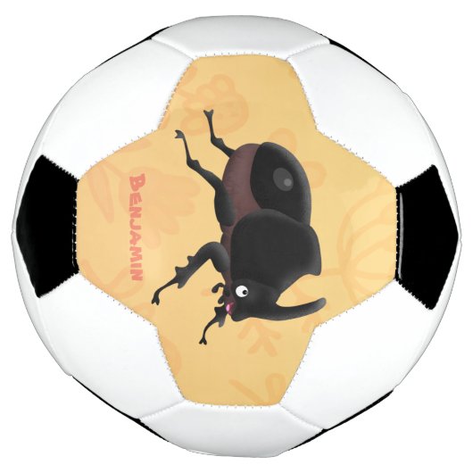 Cute rhinoceros kever cartoon voetbal (Gedraaid)