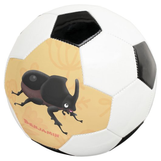 Cute rhinoceros kever cartoon voetbal (Drie kwart)