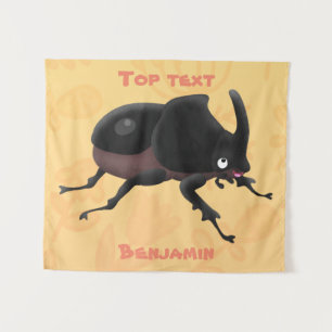Cute rhinoceros kever cartoon wandkleed