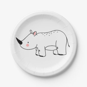 Cute Rhinoceros Oerwoud Safari Animal Baby Birthda Papieren Bordje