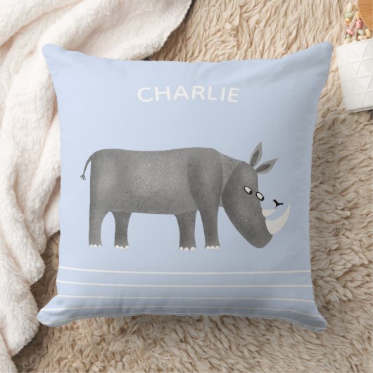 Cute Rhinoceros Personalized Kussen (Deken)