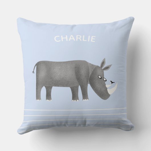 Cute Rhinoceros Personalized Kussen (Achterkant)