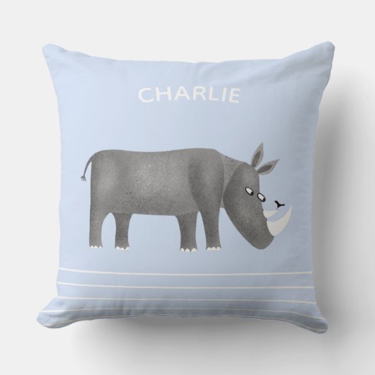 Cute Rhinoceros Personalized Kussen (Voorkant)