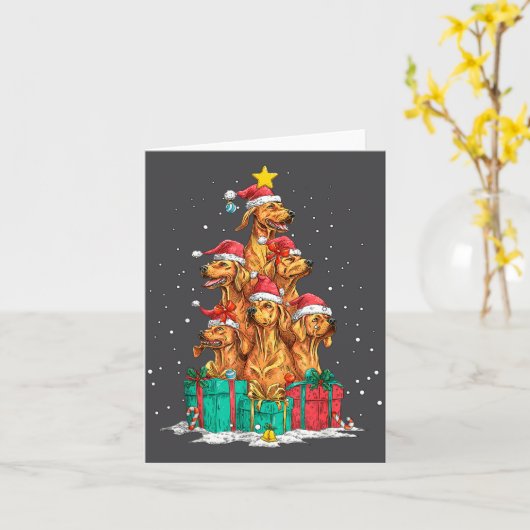 Cute Rhodesian Ridgeback Le Dog Christmas Tree Xma Kaart (Gele Bloem)