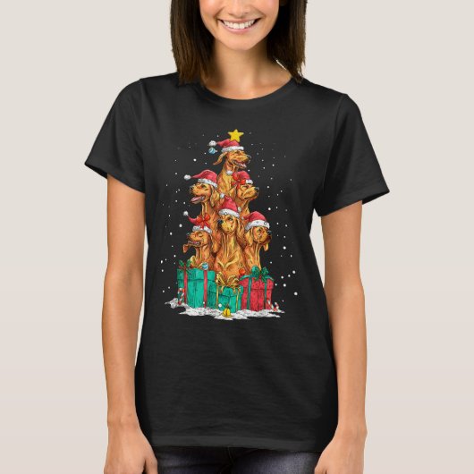 Cute Rhodesian Ridgeback Le Dog Christmas Tree Xma T-shirt (Voorkant)