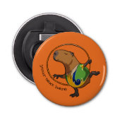Cute Rhythmic Gymnastics Hoop Cartoon Capybara Button Flesopener (Voorkant)