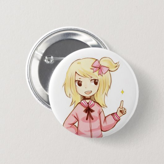 Cute Ribbon Girl Button Badge (Voorkant /achterkant)