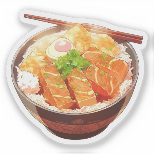Cute Rice Bowl Sticker (Voorkant)