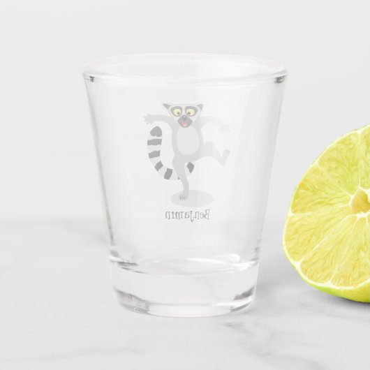 Cute ring tail lemur dancing cartoon illustration shot glas (Achterkant)