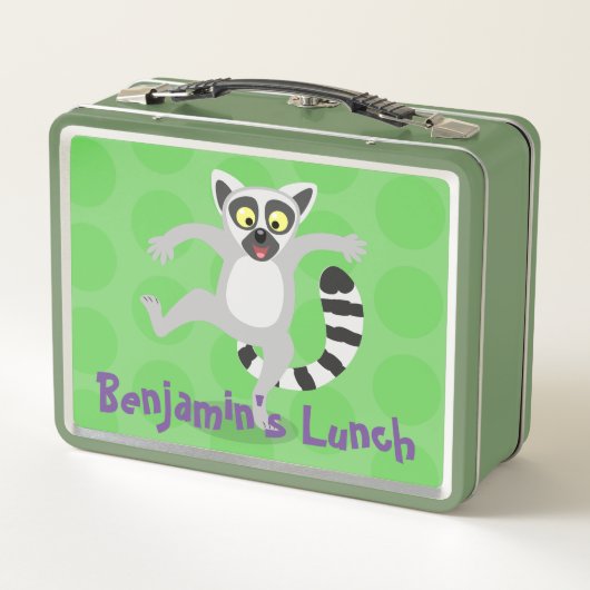 Cute ring tail lemur dansend cartoon illustratie (Achterkant)