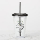Cute ring tail lemur dansend cartoon illustratie acryl drinkbeker (Voorkant)