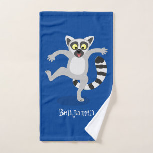 Cute ring tail lemur dansend cartoon illustratie bad handdoek